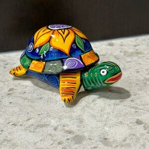 Mexican Colorful Turtle Trinket Box Jewelry Box Folk Art